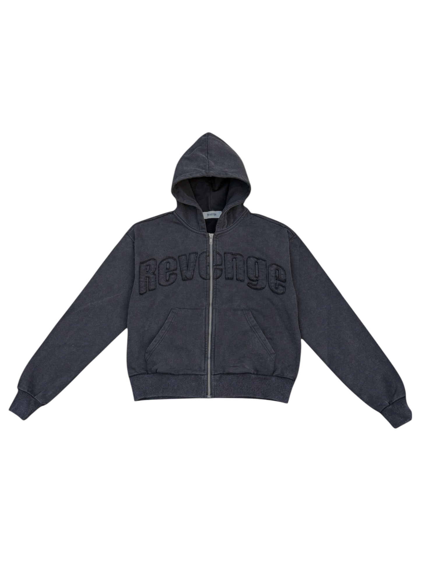 Distressed Zip-Hoodie - Vintage Black