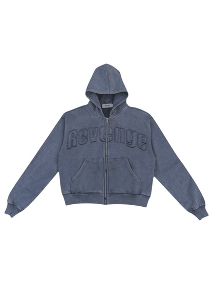 Distressed Zip-Hoodie - Vintage Grey