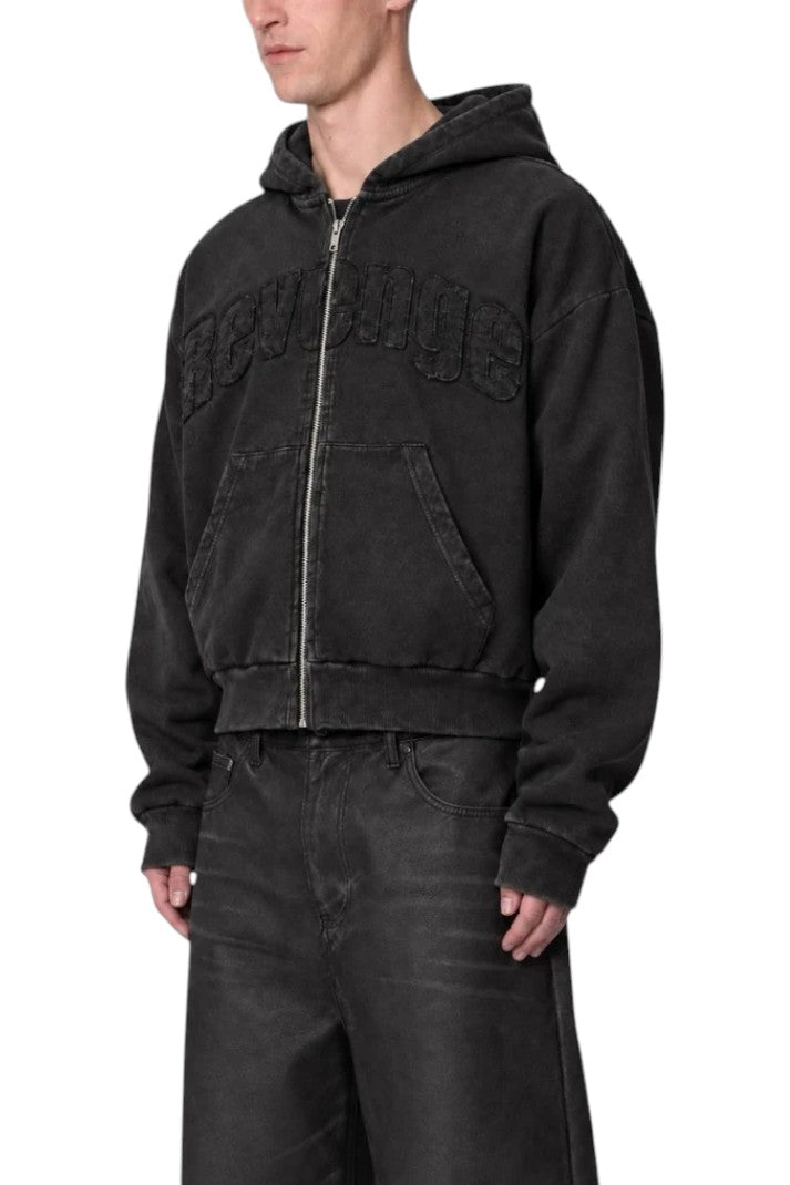 Distressed Zip-Hoodie - Vintage Black
