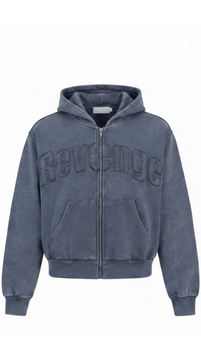 Distressed Zip-Hoodie - Vintage Grey